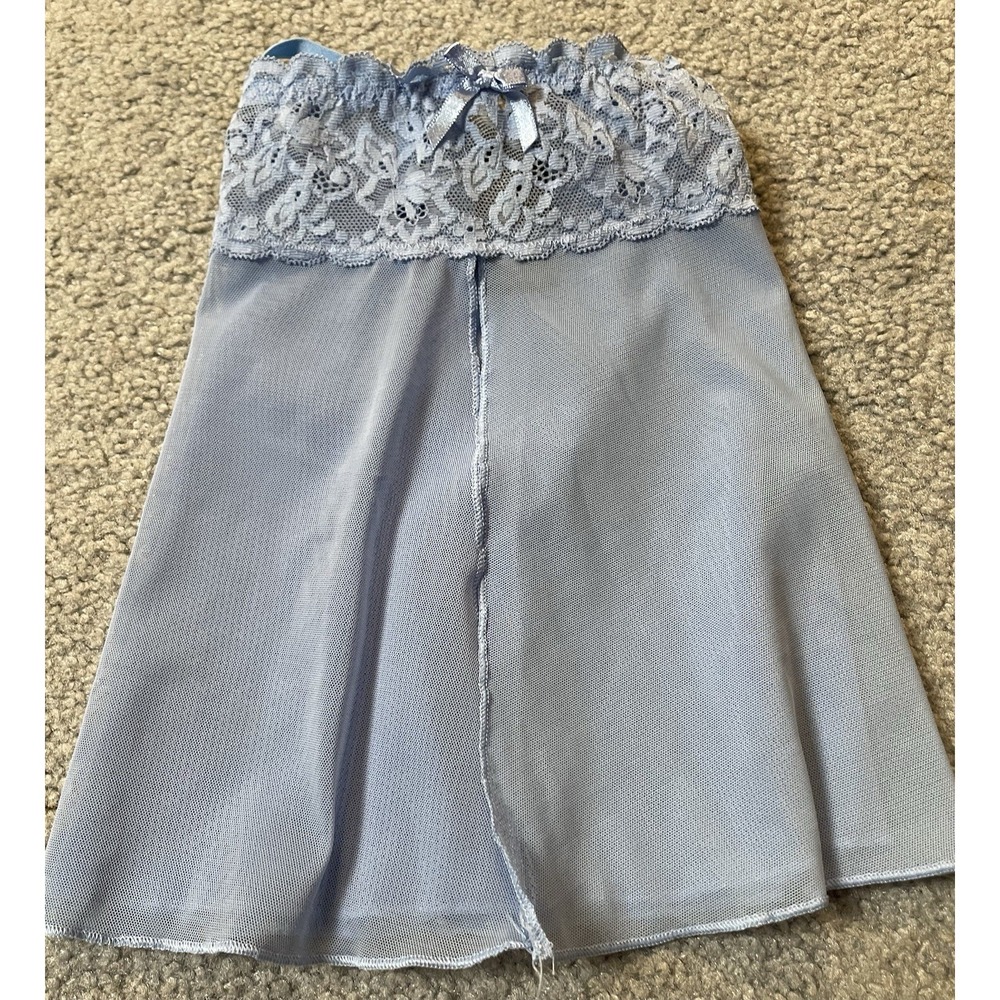 VIP Collections Mesh Nightie Top Women's 6 Blue Floral Lace Front Slit  Romantic - Picture 11 of 11